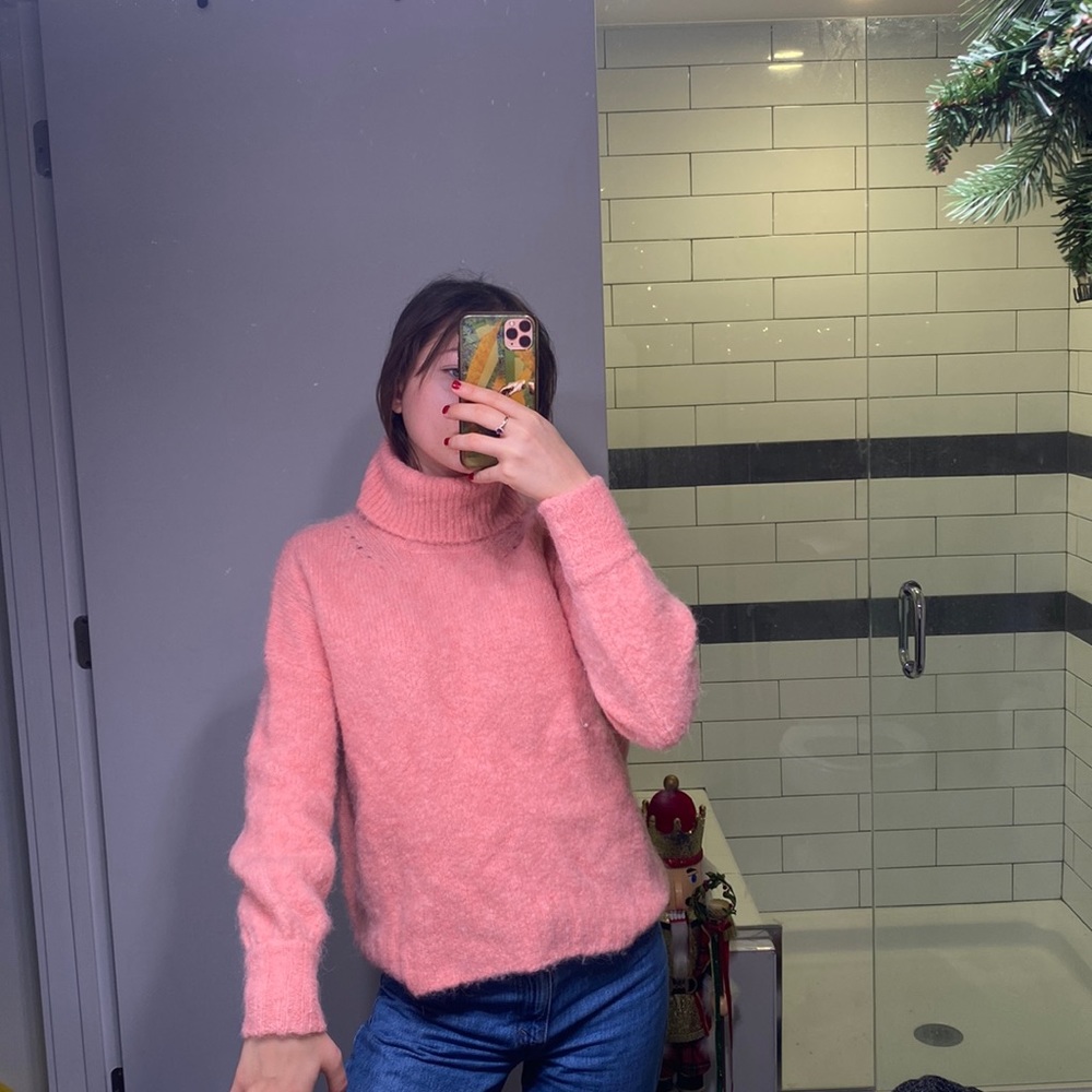 Knit Turtleneck Puff Sleeve Sweater